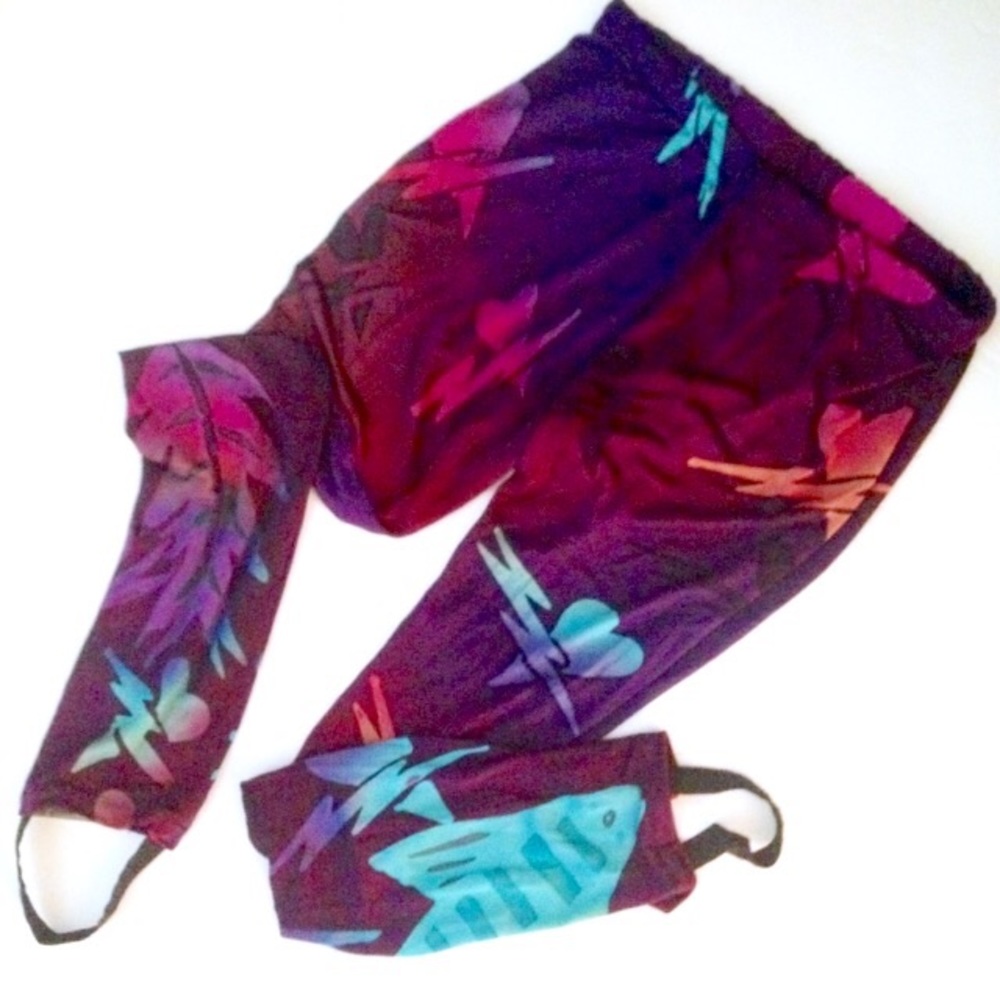 Vintage 80s Laise Adzer Silk Skinny Stirrup Pants